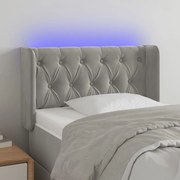 Cabeceira de cama c/ luzes LED veludo 83x16x78/88cm cinza-claro