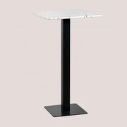 Mesa Alta De Bar Quadrada 60x60 Cm Em Terraço Praline Terrazzo Marfim - Preto - Sklum