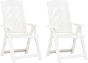 vidaXL Cadeiras de jardim reclináveis 2 pcs plástico branco