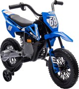 AIYAPLAY Moto Elétrica Infantil 12V com 2 Motores Suspensão Traseira Rodas de Apoio Removíveis Música Crianças 3-6 Anos Azul | Aosom Portugal