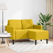 vidaXL Sofá 2 lugares com Chaise em L 125 cm veludo amarela