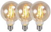 Conjunto de 3 Lâmpadas LED reguláveis E27 G95 Fumê 5W 380lm 2200K
