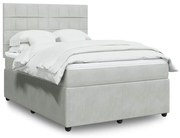 vidaXL Cama com molas/colchão 140x190 cm veludo cinzento-claro