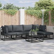 vidaXL Conjunto de Sofá de Jardim 5 pcs Preto 283 x 141.5 x 71 cm