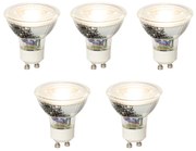Conjunto de 5 lâmpadas LED reguláveis GU10 5W 370lm 3000K