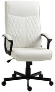 Vinsetto Cadeira Escritório Giratória 360° Encosto Alto Altura Ajustável Inclinação Ergonómica 65x65x102-112,5cm Branco Creme | Aosom Portugal
