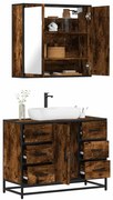 vidaXL 2 pcs conj. móveis casa de banho derivados madeira cor fumado