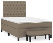 Cama boxspring c/ colchão 120x190cm tecido castanho-acinzentado
