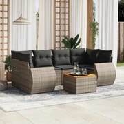 vidaXL 7 pcs conjunto sofás p/ jardim c/ almofadões vime PE cinzento