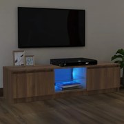 Móvel de TV com luzes LED 120x30x35,5 cm carvalho castanho