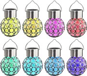 vidaXL Candeeiros solares suspensos 8 pcs luzes LED RGB
