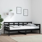 vidaXL Sofá-cama 90x190 cm madeira de pinho maciça preto