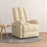 vidaXL Poltrona elevatória de massagens elétrica tecido creme