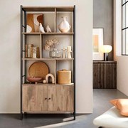 Estante com 4 prateleiras abertas moderna 30 x 74 x 154,5 cm Cor carvalho-preto