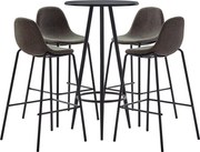 vidaXL 5 pcs conjunto de bar tecido cinzento-escuro