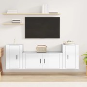 vidaXL 3 pcs conjunto móveis de TV madeira processada branco brilhante