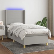 vidaXL Cama box spring c/ colchão e LED 80x200 cm tecido cinza-claro