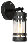 Candeeiro de parede exterior preto IP44 com sensor crepuscular - Ruben