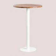 Mesa Alta Redonda De Bar Em Madeira De Acácia Macchiato Ø70 Cm & Branco - Sklum