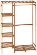HOMCOM Suporte para Cabides de Bambu com Prateleira de Armazenamento de 6 Níveis e Vara Supensa 90x30x145 cm Madeira | Aosom Portugal