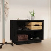 vidaXL Sapateira 60x34x45 cm madeira de pinho maciça preto