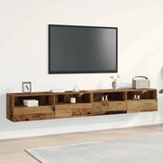 vidaXL Armário de TV de Parede 2 pcs Madeira Antiga 100 x 30 x 30 cm