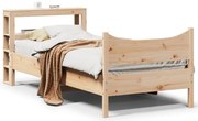 vidaXL Estrutura de cama com cabeceira 75x190 cm pinho maciço