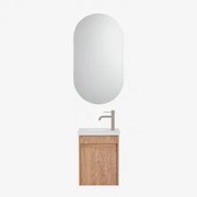 Conjunto De Móvel De Casa De Banho Suspenso Em Madeira Com Lavatório Integrado Narek Castanho Fresno & Ovalado Com Armazenamento Preto - Sklum