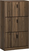 HOMCOM Móvel de Sapatos com 3 Abas 18 Pares Grande Capacidade para Entrada Corredor Sala 63x24x117 cm Noz Escura | Aosom Portugal