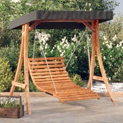 vidaXL Cama baloiço c/ toldo abeto maciço c/ acabamento em teca