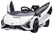 HOMCOM Carro Elétrico Lamborghini SIAN 12V com Controle Remoto Abertura da Porta Música MP3 USB e Faróis 108x62x40 cm Branco | Aosom Portugal