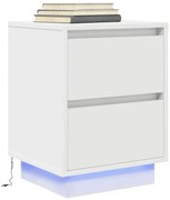vidaXL Armário de cabeceira com luzes LED branco 38x34x50 cm