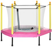 ZONEKIZ Trampolim para Crianças 95x85 cm com Rede de Segurança trampolim Infantil para Crianças de 3-6 Anos 122x122x97 cm Rosa