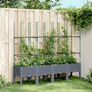 vidaXL Vaso/floreira de jardim c/ treliça 160x40x142,5 cm PP cinzento azul