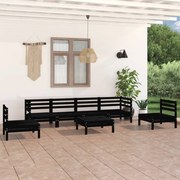 7 pcs conjunto lounge de jardim pinho maciço preto