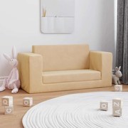 vidaXL Sofá infantil de 2 lugares pelúcia macia cor creme