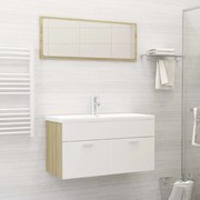 vidaXL Conj. móveis casa de banho contraplacado branco/carvalho sonoma