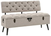 vidaXL Banco de arrumação com encosto 110 cm tecido cor creme