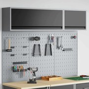 Conjunto de Armário e Painel de Ferramentas vidaXL com 5 Peças Montado na Parede em Metal Preto