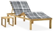 vidaXL Espreguiçadeira de jardim com mesa e almofadão pinho impregnado