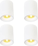 Conjunto de 4 focos de superfície modernos brancos GU10 50mm - Ronda