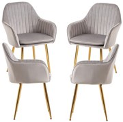 Pack 4 Cadeiras Chic Golden - Cinza claro