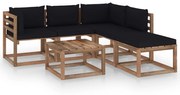 6 pcs conjunto lounge de paletes + almofadões pinho impregnado