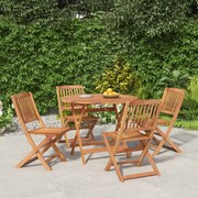 vidaXL Conjunto de jantar p/ jardim 5 pcs madeira de acácia maciça