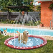 Splash Pad Tapete Aquático para caes com Pulverizador Ø170 cm Tapete Anti-Respingos Piscina Portátils Vermelho