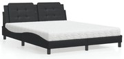 vidaXL Cama com colchão Zadar 160x200 cm couro artificial preto