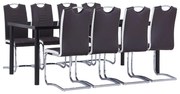 vidaXL 9 pcs conjunto de jantar couro artificial castanho
