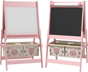 AIYAPLAY Cavalete Infantil 3 em 1 Arte com Rolo Papel Quadro 2 Cestas Armazenamento Educativo 54x46,5x93 cm Rosa | Aosom Portugal