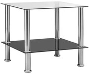 vidaXL Mesa de apoio 45x50x45 cm vidro temperado transparente