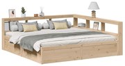 vidaXL Cama com estante sem colchão 180x200 cm pinho maciço